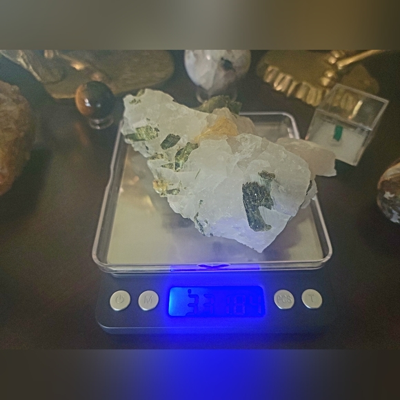 Raw Green Tourmaline in Quartz Crystal - Picture 5 of 10